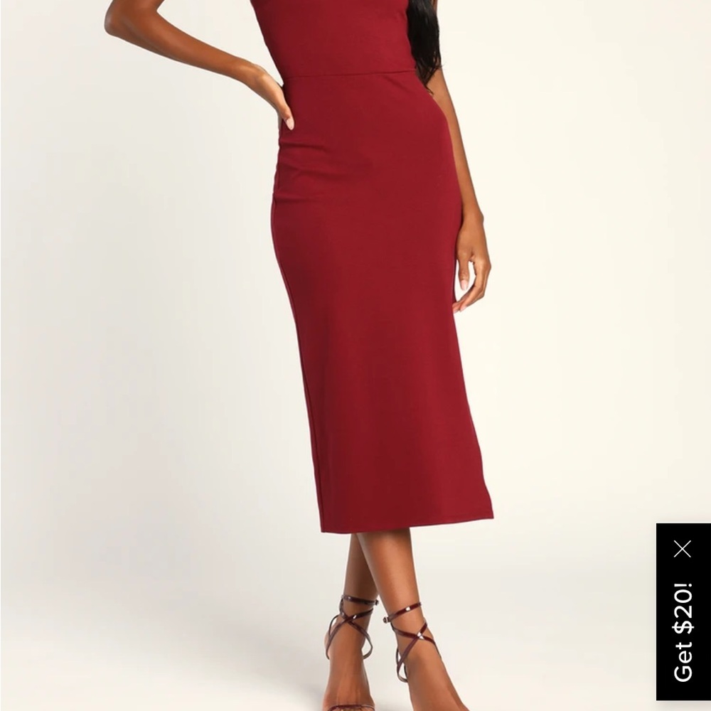 Lulu's Wine Red Bodycon Midi Dress